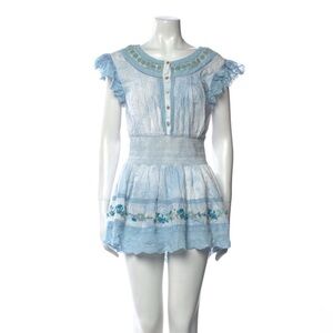 Loveshack Fancy  Blue Lace Trim Dress size xs  great condition.